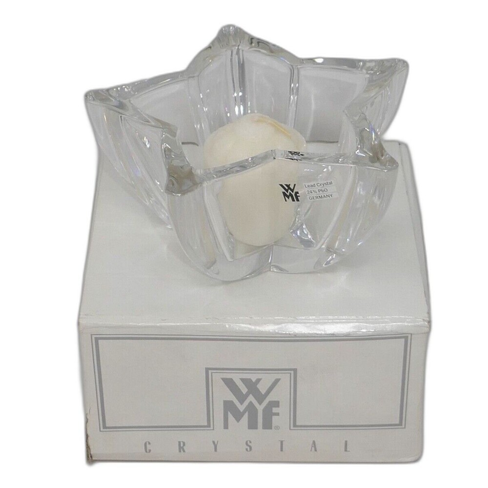 WMF 24% Lead Crystal Starflower Floral Flower Votive Candle Holder